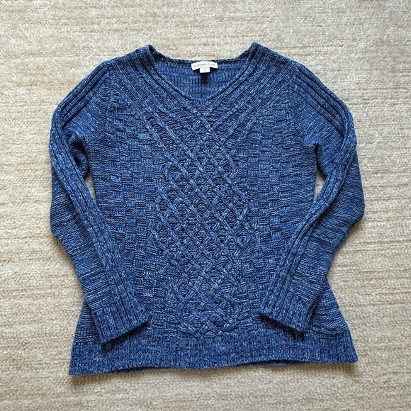 Coldwater Creek Sweater Blue V Neck Cotton Blend Long Sleeve Womens Size Small - Picture 1 of 10
